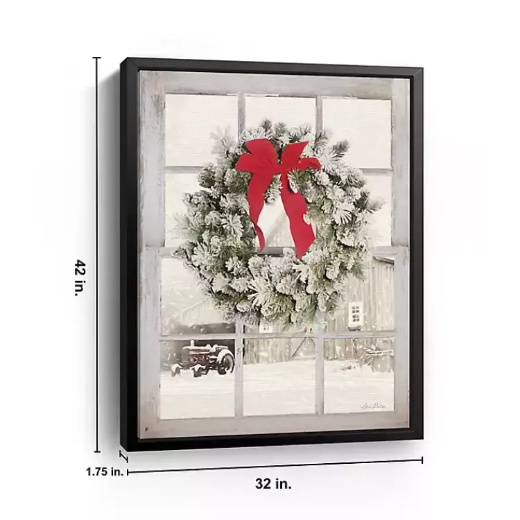 Outlet Winter Window View Framed Canvas Art Print, 32x42 Christmas Art & Wall Decor