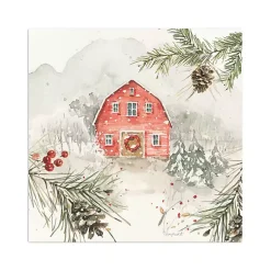 Clearance Wintery Pineberry Barn Canvas Art Print Christmas Art & Wall Decor