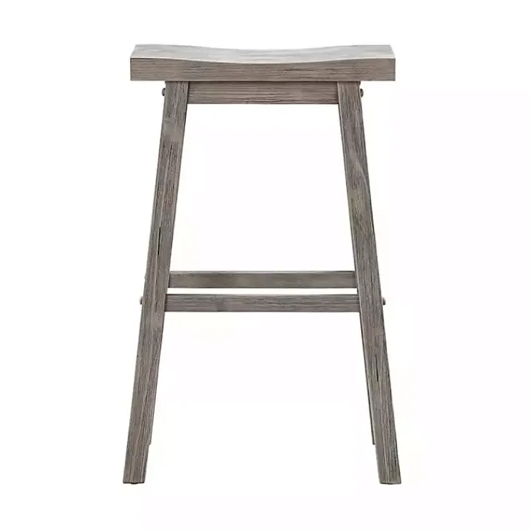 Kirklands Home Bar Stools & Counter Height Stools|Wire Brushed Saddle Wood Bar Stool Gray