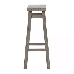 Kirklands Home Bar Stools & Counter Height Stools|Wire Brushed Saddle Wood Bar Stool Gray