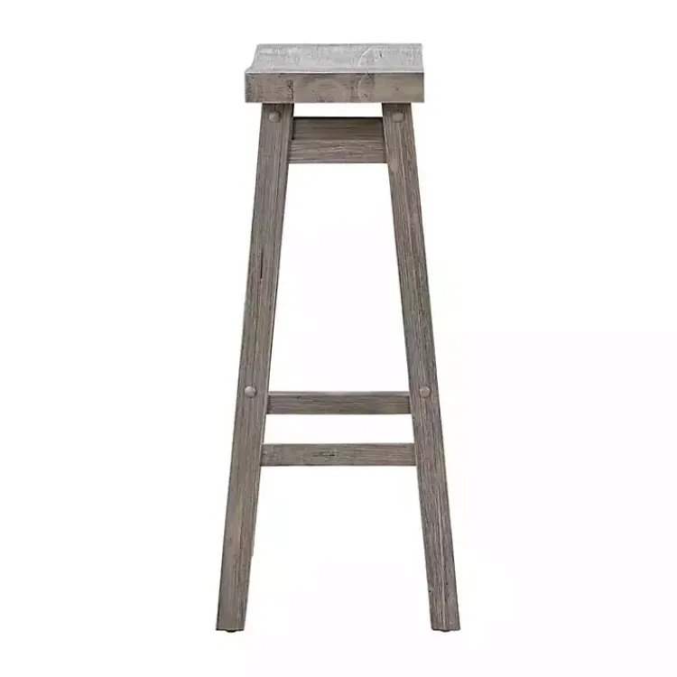 Kirklands Home Bar Stools & Counter Height Stools|Wire Brushed Saddle Wood Bar Stool Gray
