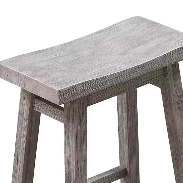 Kirklands Home Bar Stools & Counter Height Stools|Wire Brushed Saddle Wood Bar Stool Gray
