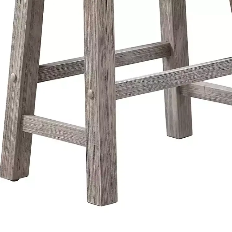 Kirklands Home Bar Stools & Counter Height Stools|Wire Brushed Saddle Wood Bar Stool Gray