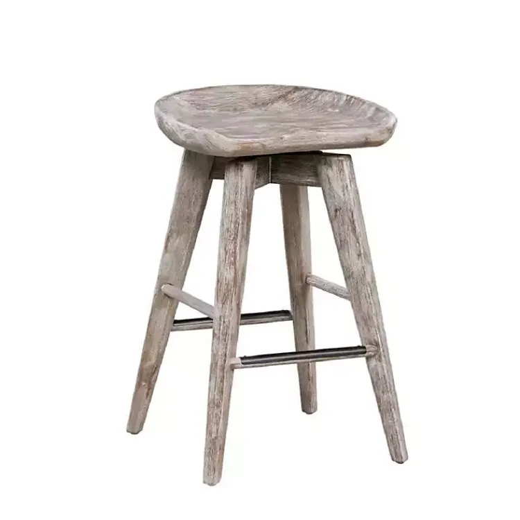 Kirklands Home Bar Stools & Counter Height Stools|Wirebrushed Barnwood Swivel Counter Stool