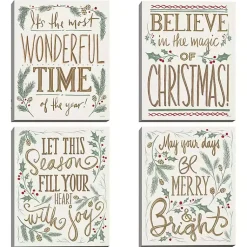 Outlet Wonderful Christmas Canvas Art Prints, Set of 4 Christmas Art & Wall Decor