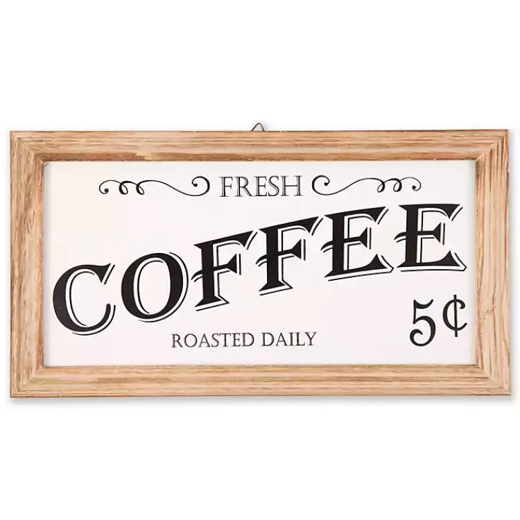 Kirklands Home Wall Quotes & Signs|Wood and Metal Coffee Framed Plaque White