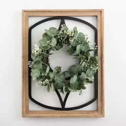 Kirklands Home Wall Plaques|Wood and Metal Framed Wreath Wall Plaque