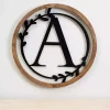 Kirklands Home Monogram Wall Decor|Wood and Metal Laurel Monogram A Plaque