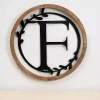 Kirklands Home Monogram Wall Decor|Wood and Metal Laurel Monogram F Plaque