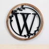 Kirklands Home Monogram Wall Decor|Wood and Metal Laurel Monogram W Plaque