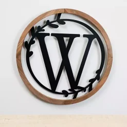 Kirklands Home Monogram Wall Decor|Wood and Metal Laurel Monogram W Plaque