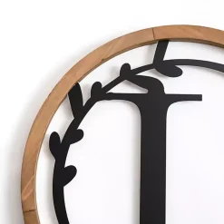 Kirklands Home Monogram Wall Decor|Wood and Metal Laurel Monogram L Plaque