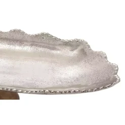 Outlet Wood and Metal Scalloped Rim Tray Decorative Trays