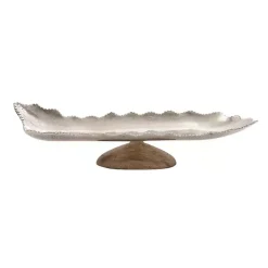Outlet Wood and Metal Scalloped Rim Tray Decorative Trays