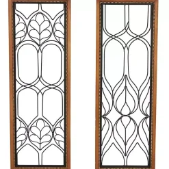 Kirklands Home Wall Plaques|Wood and Metal Wire Wall Plaques, Set of 2