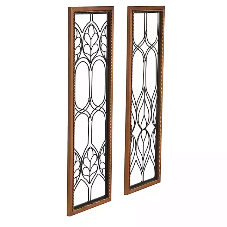 Kirklands Home Wall Plaques|Wood and Metal Wire Wall Plaques, Set of 2