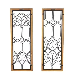 Kirklands Home Wall Plaques|Wood and Metal Wire Wall Plaques, Set of 2