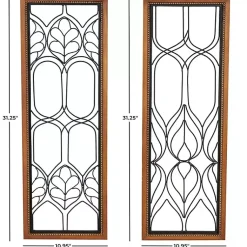 Kirklands Home Wall Plaques|Wood and Metal Wire Wall Plaques, Set of 2