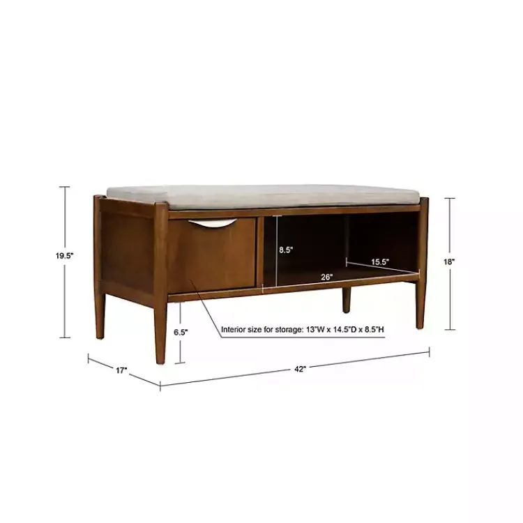 Kirklands Home Benches & Ottomans|Wood Arcadia Storage Bench with Cushion White