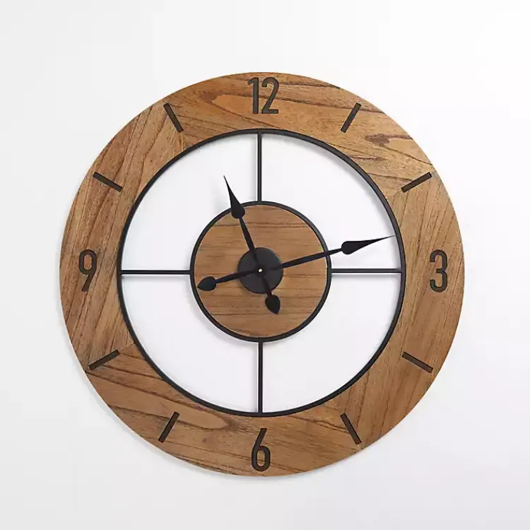 Kirklands Home Clocks|Wood Open Face Wall Clock