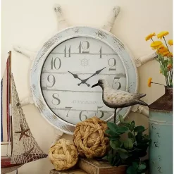 Kirklands Home Clocks|Wood Ship Wheel Wall Clock