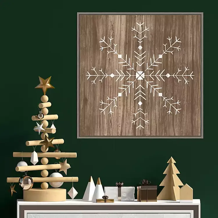 Outlet Wood Snowflake I Canvas Art Print Christmas Art & Wall Decor
