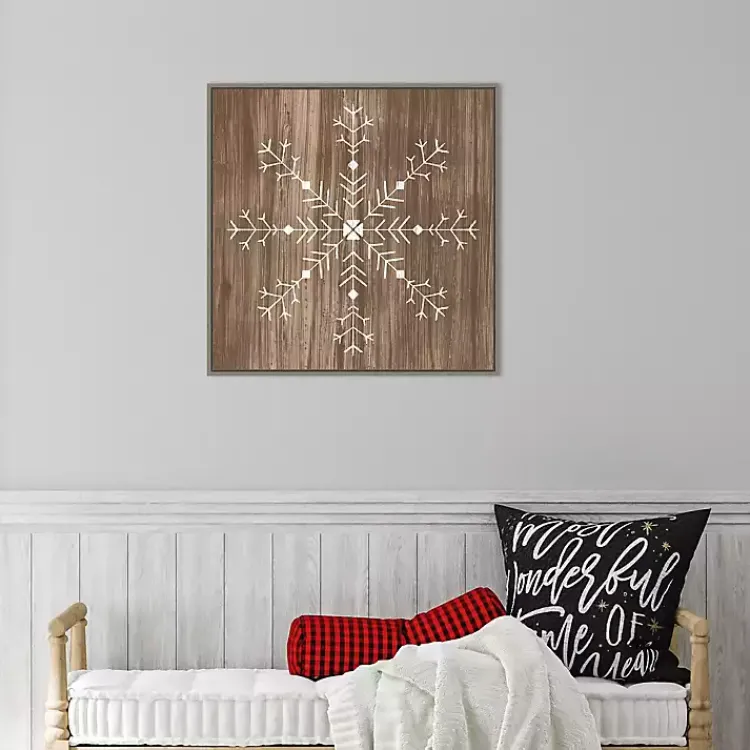 Outlet Wood Snowflake I Canvas Art Print Christmas Art & Wall Decor
