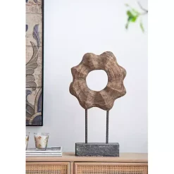 Clearance Wood Wave Ring Figurine Statues & Figurines