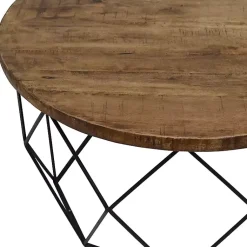 Kirklands Home Coffee Tables|Wooden Top Geometric Chadwick Coffee Table