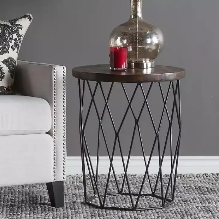 Kirklands Home Accent & End Tables|Wooden Top Geometric Chadwick Accent Table