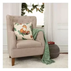 Online Woodland Fox Embroidered Throw Pillow Christmas Pillows