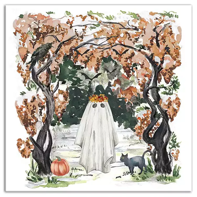 New Woodland Ghost Halloween Canvas Art Print Halloween