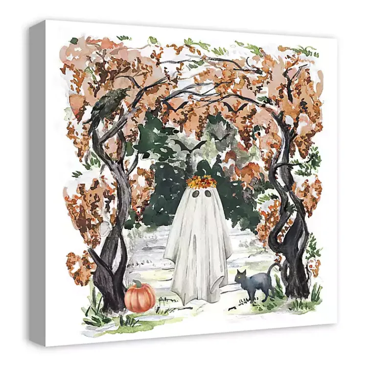 New Woodland Ghost Halloween Canvas Art Print Halloween