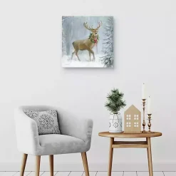 Woodland Holiday Deer Canvas Art Print Christmas Art & Wall Decor