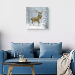 Woodland Holiday Deer Canvas Art Print Christmas Art & Wall Decor