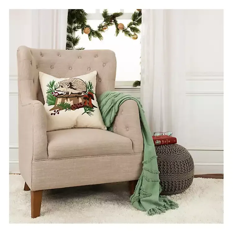 Sale Woodland Holiday Hedgehog Pillow Christmas Pillows