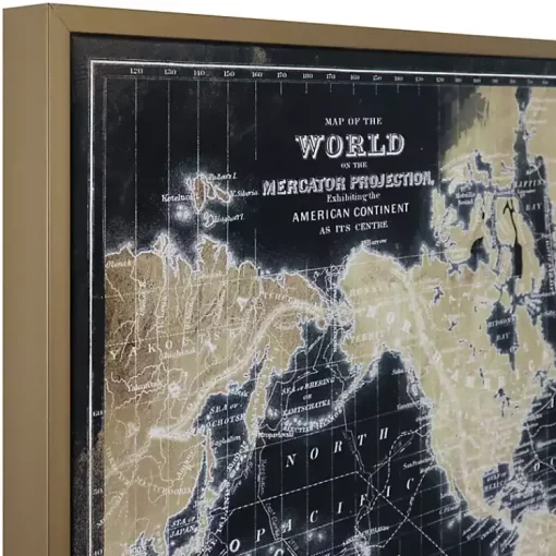 Kirklands Home Framed Art|World Map on Black Framed Art Print