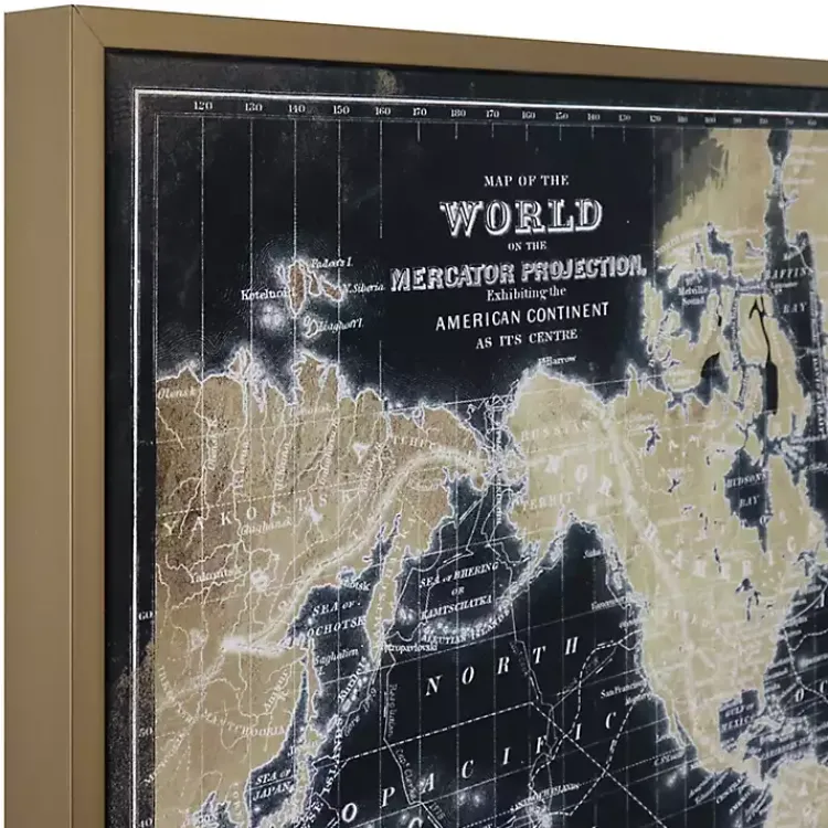 Kirklands Home Framed Art|World Map on Black Framed Art Print