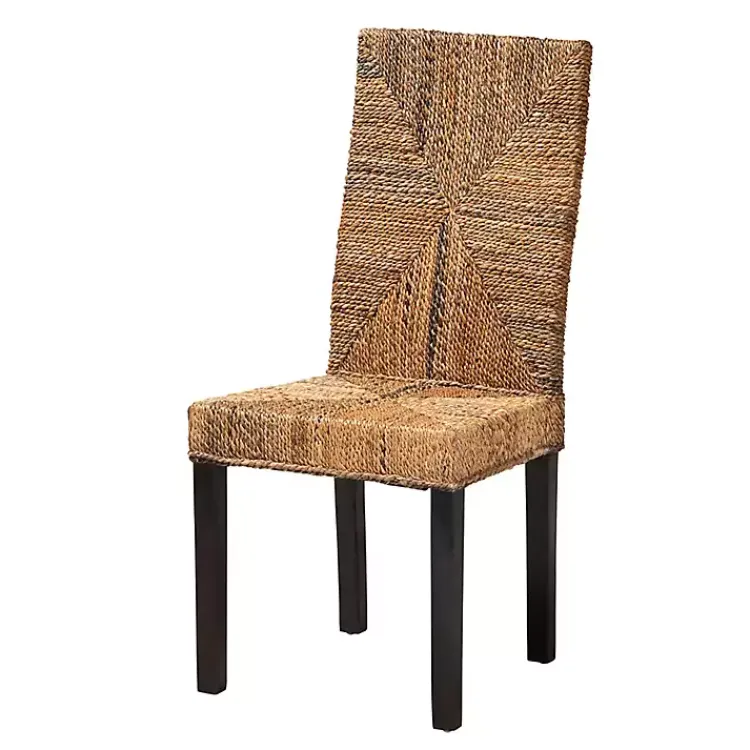 Kirklands Home Dining Chairs|Woven Banana Fiber and Mahogany Dining Chair Tan