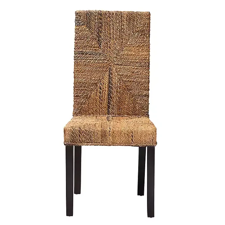 Kirklands Home Dining Chairs|Woven Banana Fiber and Mahogany Dining Chair Tan