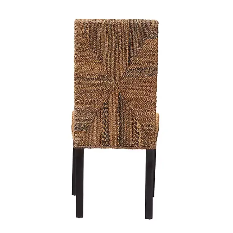 Kirklands Home Dining Chairs|Woven Banana Fiber and Mahogany Dining Chair Tan