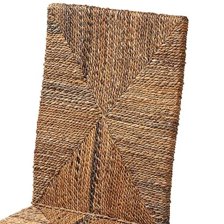 Kirklands Home Dining Chairs|Woven Banana Fiber and Mahogany Dining Chair Tan