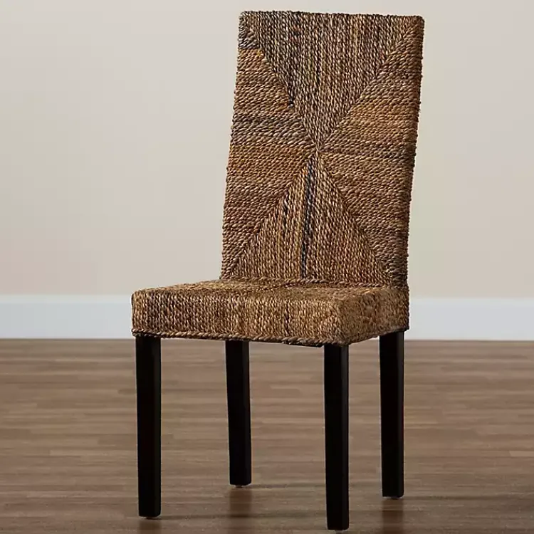Kirklands Home Dining Chairs|Woven Banana Fiber and Mahogany Dining Chair Tan