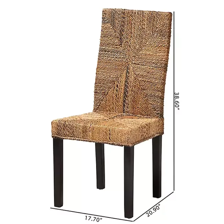 Kirklands Home Dining Chairs|Woven Banana Fiber and Mahogany Dining Chair Tan
