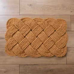 Kirklands Home Doormats|Woven Braided Coir Doormat Tan