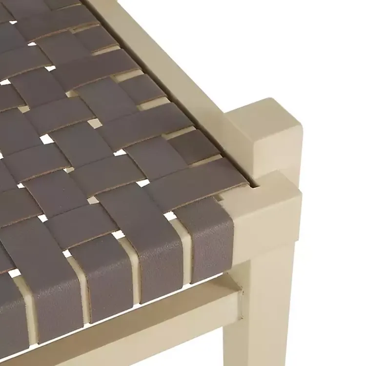 Kirklands Home Benches & Ottomans|Woven Leather Natural Wood Bench Brown