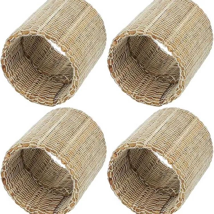 Kirklands Home Table Linens|Woven Neutral 4-pc. Napkin Ring Set Tan