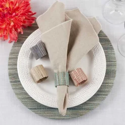 Kirklands Home Table Linens|Woven Neutral 4-pc. Napkin Ring Set Tan