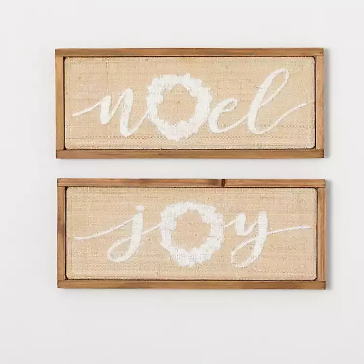 New Woven Noel & Joy Christmas Wall Plaques, Set of 2 Christmas Art & Wall Decor