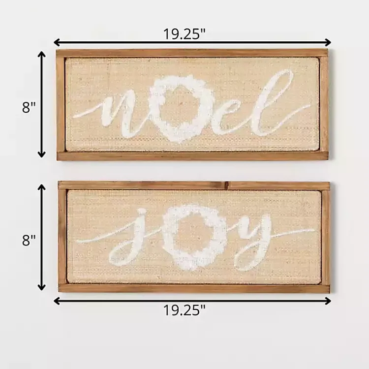 New Woven Noel & Joy Christmas Wall Plaques, Set of 2 Christmas Art & Wall Decor